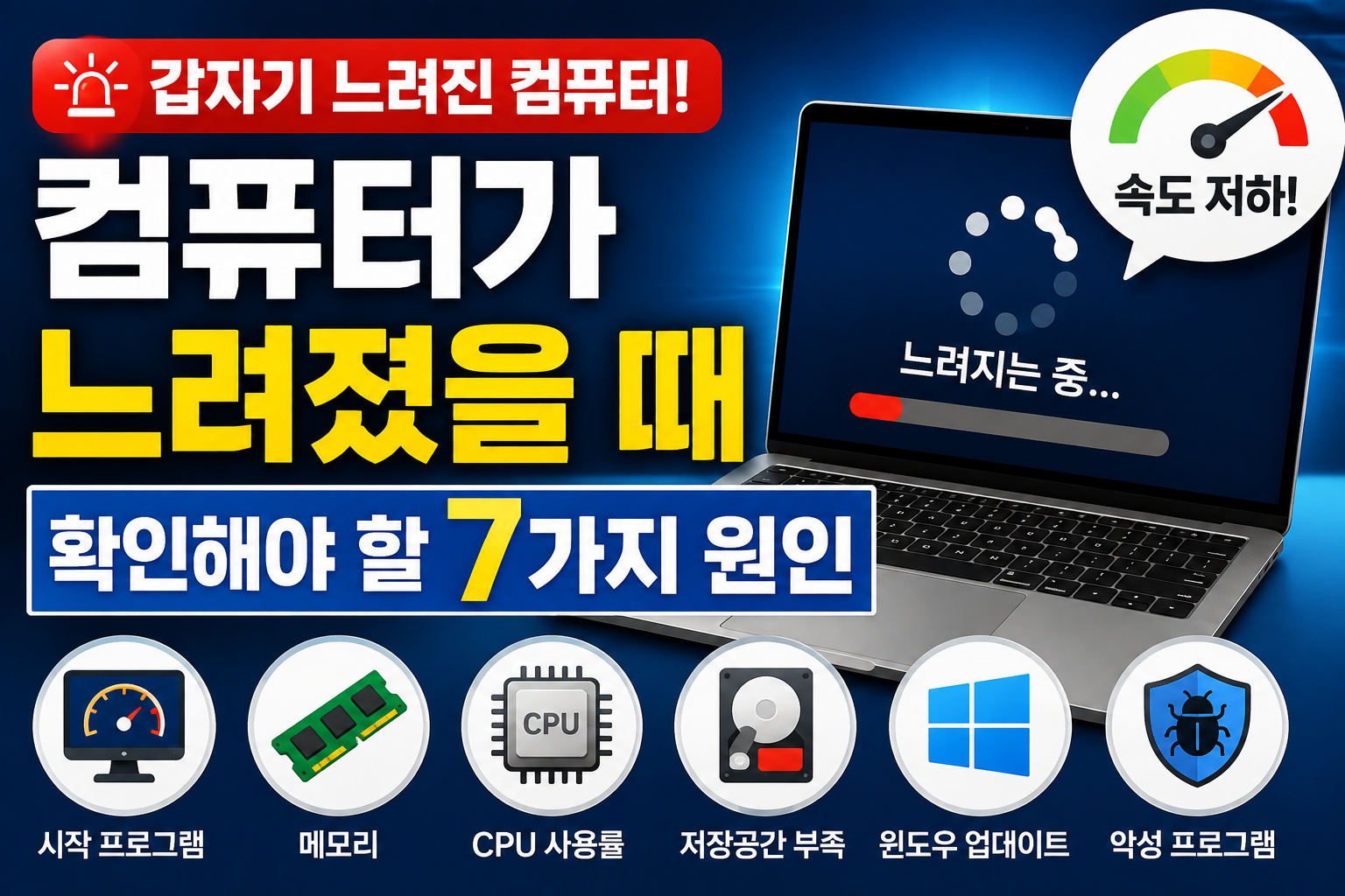 컴퓨터가 느려졌을때 확인해야 할 7가지 원인