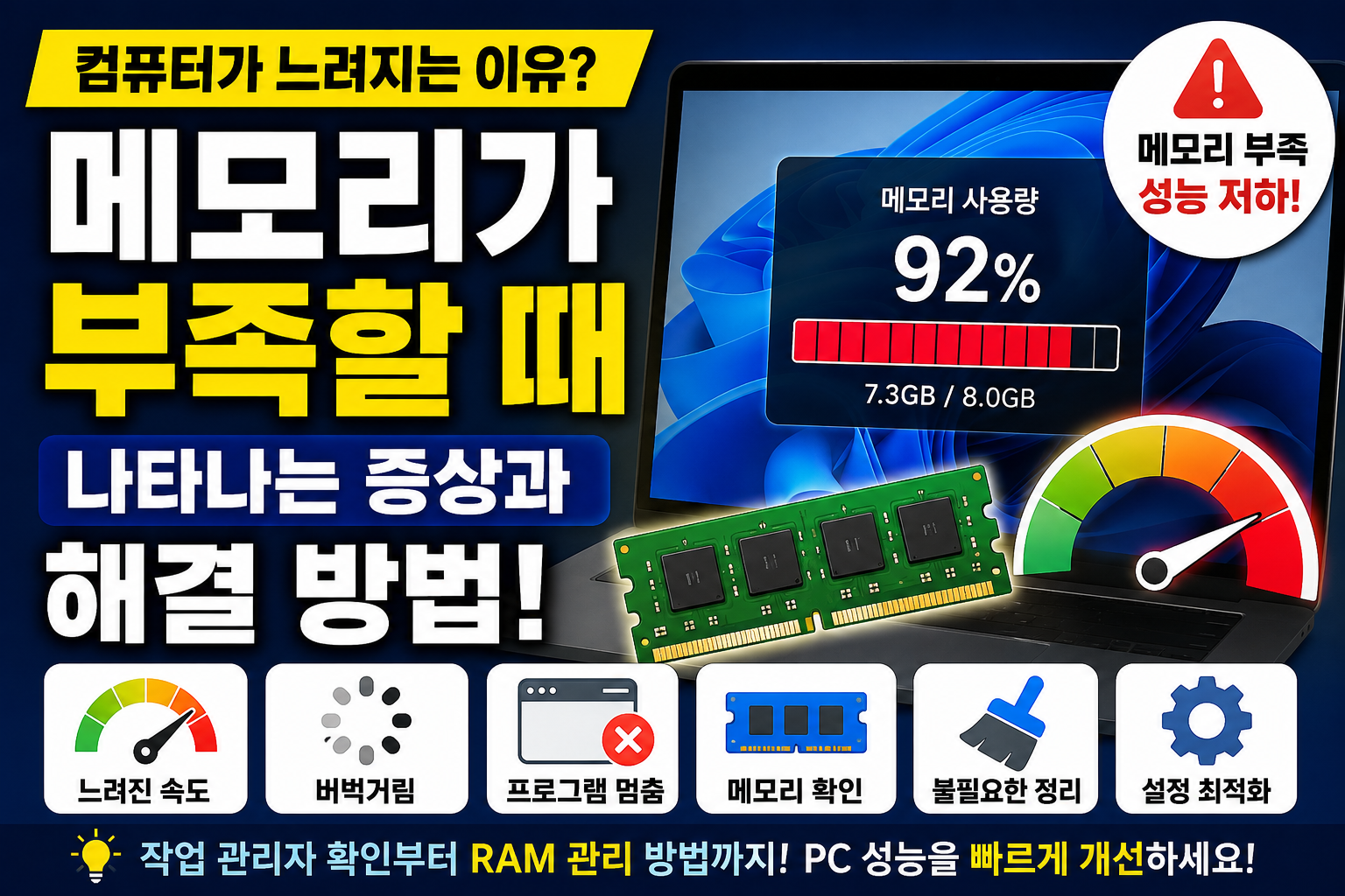 컴퓨터 메모리가 부족할 때 나타나는 증상과 해결 방법