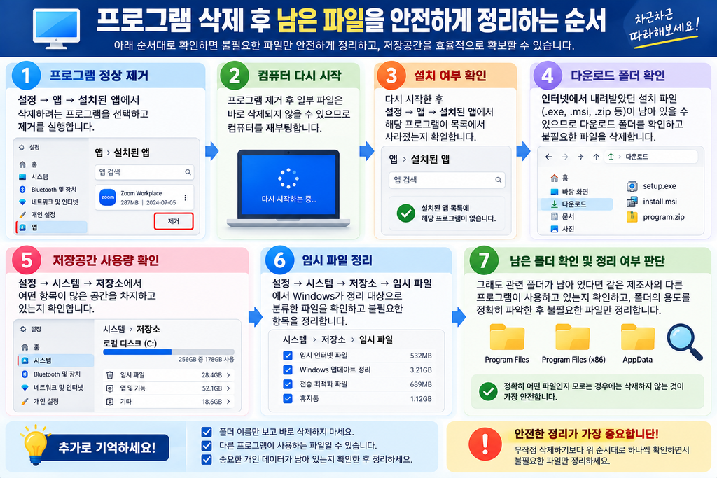 프로그램 삭제 후 남은 파일을 안전하게 정리하는 순서
